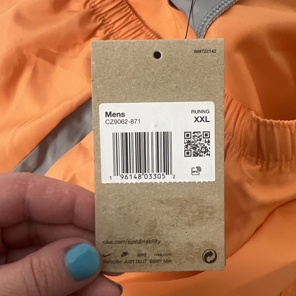 Nike Mens 2XL XXL Running Shorts Orange 5" Inseam Dri-Fit Standard Fit New NWT - Picture 4 of 13